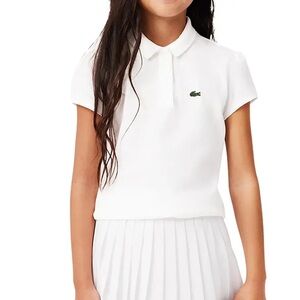 Lacoste Kids Scalloped Collared Mini Pique Polo & Pleated Skirt, Built-In Shorts